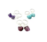 Harfi Birthstone Huggie Small Hoops Sterling Silver Earrings - Moonstone (Jun) - Moonstone (Jun)