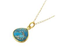 Harfi Blue Turquoise December Birthstone Gold Plated Necklace