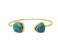 Harfi Blue Turquoise Gemstone Adjustable Bangle Bracelet