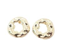 Harfi Bold Textured Doughnut Shaped Stud Gold Plated Earrings
