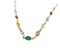 Harfi Colourful Multi Gemstone Rainbow Luxury Gold Plated Necklace