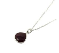 Harfi Dark Ruby 40th Birthday Gift Gemstone Sterling Silver Necklace