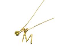Harfi Delicate Initial And Birthstone Gold Vermeil Necklace - 7. Ruby - July - 7. Ruby - July