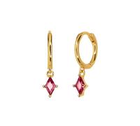 Harfi Delicate Ruby July Birthstone Dangle Hoop Earrings