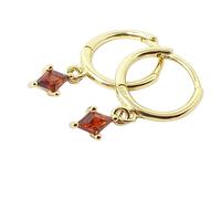 Harfi Garnet January Birthstone Delicate Dangle Hoops
