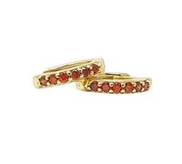 Harfi Garnet January Birthstone Small Huggie Gold Plated Hoop Earrings