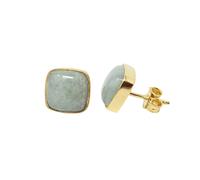 Harfi Gold Plated Aquamarine March Birthstone Stud Earrings