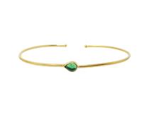 Harfi Gold Plated Minimalist Emerald May Birthstone Bangle