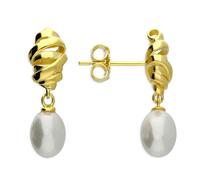 Harfi Gold plated minimalist twisted synthetic pearl stud earrings