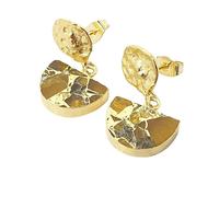 Harfi Hammered Citrine November Birthstone Statement Earrings
