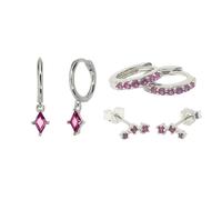 Harfi July Birthstone Ruby Sterling Silver Earrings Gift Set For Her