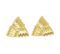 Harfi Large Gold Plated Textured Triangle Earrings