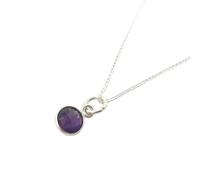 Harfi Mini Amethyst Charm February Birthstone Silver Necklace