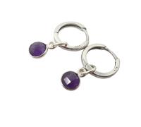 Harfi Mini Amethyst February Birthstone Silver Huggies