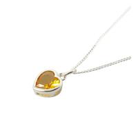 Harfi Mini Heart Silver Citrine November Birthstone Necklace