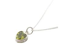 Harfi Mini Heart Silver Peridot August Birthstone Necklace