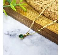 Harfi Mini Round Emerald May Birthstone Pendant Necklace