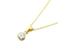 Harfi Mini Round White Topaz April Birthstone Pendant Necklace