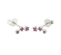 Harfi Minimalist Ruby July Birthstone Climber Silver Earrings