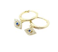 Harfi Minimalist Small Evil Eye Charm Dainty Hoop Earrings