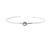 Harfi Minimalist Sterling Silver Amethyst February Birthstone Bangle Bracelet