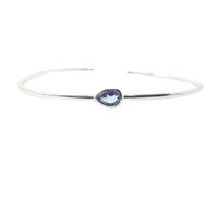 Harfi Minimalist Sterling Silver Blue Topaz December Birthstone Bangle Bracelet