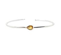 Harfi Minimalist Sterling Silver Citrine November Birthstone Bangle Bracelet