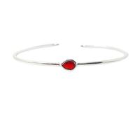 Harfi Minimalist Sterling Silver Garnet January Birthstone Bangle Bracelet