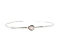 Harfi Minimalist Sterling Silver Rose Quartz October Birthstone Bangle Bracelet