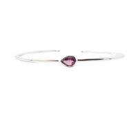 Harfi Minimalist Sterling Silver Ruby July Birthstone Bangle Bracelet