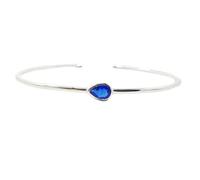 Harfi Minimalist Sterling Silver Sapphire September Birthstone Bangle Bracelet