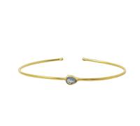 Harfi Opal October Birthstone Crystal Gold Plated Bangle