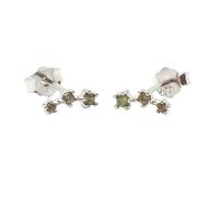 Harfi Peridot August Birthstone Climber Silver Stud Earrings