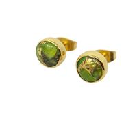 Harfi Peridot August Birthstone Stud Gold Plated Earrings
