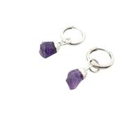 Harfi Raw Amethyst February Birthstone Sterling Silver Huggies