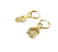 Harfi Raw Citrine November Birthstone Gold Plated Huggies