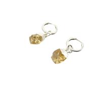 Harfi Raw Citrine November Birthstone Silver Huggies