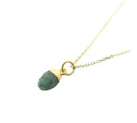 Harfi Raw Emerald Gold Plated May Birthstone Necklace