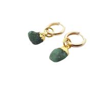 Harfi Raw Emerald May Birthstone Gold Plated Huggies