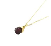 Harfi Raw Garnet Gold Plated January Birthstone Crystal Necklace