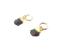Harfi Raw Garnet January Birthstone Gold Plated Huggies