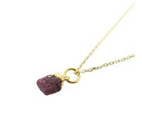 Harfi Raw Ruby Gold Plated July Birthstone Necklace