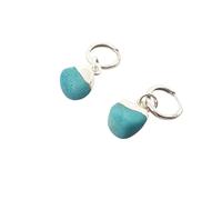 Harfi Raw Turquoise December Birthstone Silver Huggies