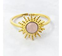 Harfi Rose Quartz October Birthstone Sun Gold Plated Ring
