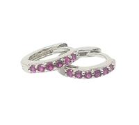 Harfi Ruby July Birthstone Small Huggie Hoop Silver Earrings