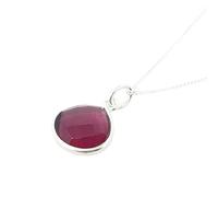 Harfi Ruby July Birthstone Sterling Silver Pendant Charm Necklace