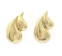Harfi Statement Dual Tear Drop Gold Pated Earrings