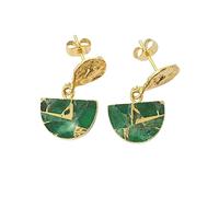 Harfi Statement Emerald May Birthstone Hammered Earrings