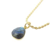 Harfi Statement Gold Vermeil Plated Labradorite Gemstone Crystal Rope Necklace