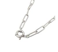 Harfi Statement Rhodium Filled Silver Paperclip Link Necklace